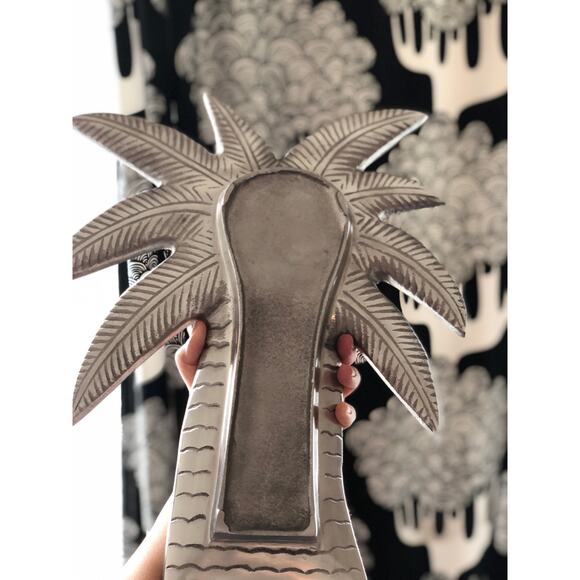 Aluminum Palm Tree Tray Whit Coconut Serving Platter Dish Plate - Picture 3 of 4